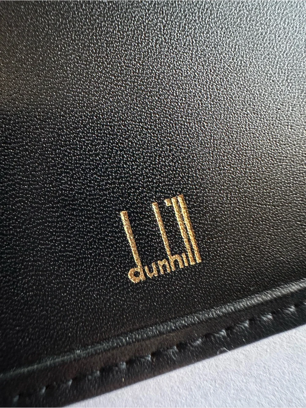 Dunhill Black Leather Long Card Organizer with Gold Accents Unisex